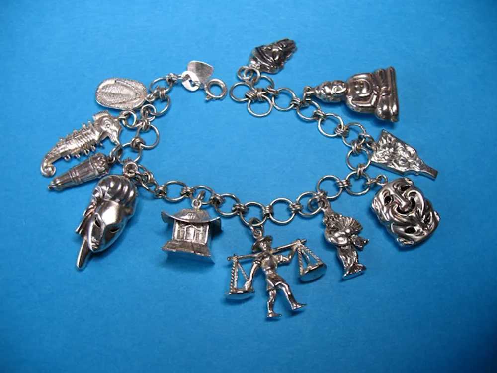 Vintage Sterling Silver Asian Theme Charm Bracelet - image 6