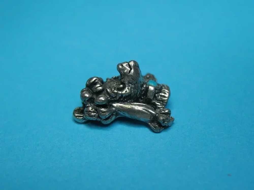 Vintage Rare Silver Tone Metal Poodle Charm With … - image 4