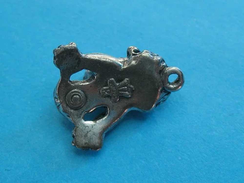 Vintage Rare Silver Tone Metal Poodle Charm With … - image 5