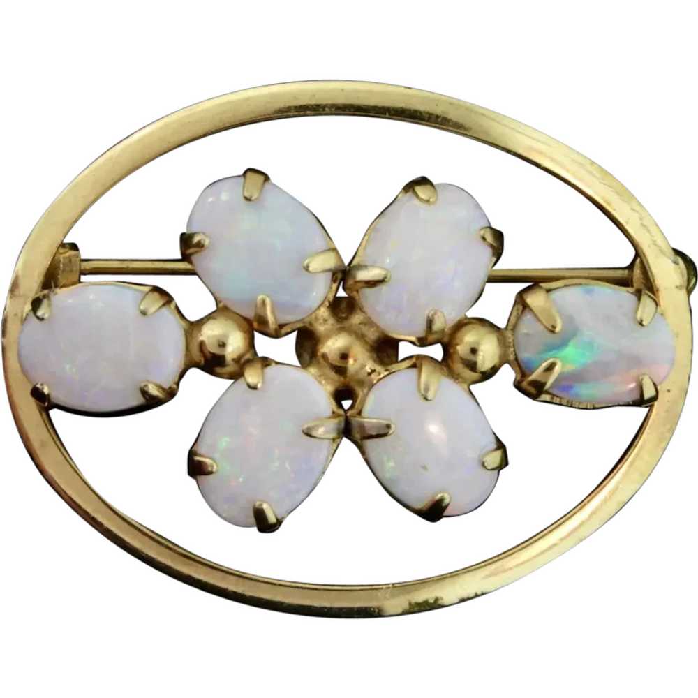 Vtg Estate 1/20 12K Gold Filled Opal Glass Caboch… - image 1