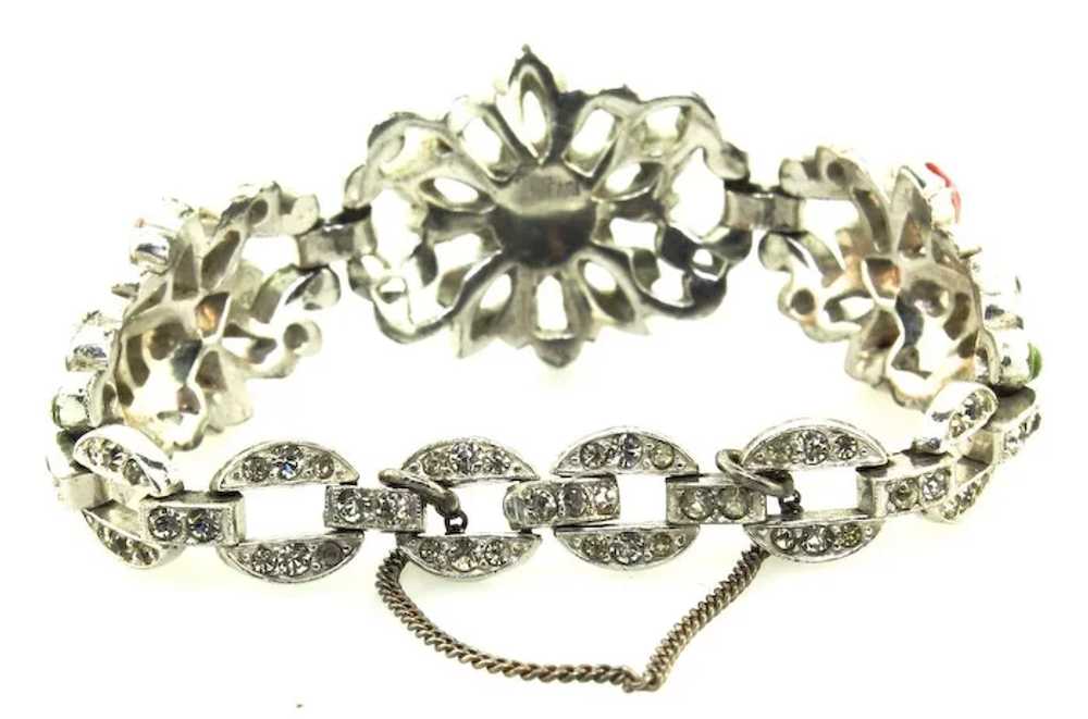 Vtg 1940s Philippe TRIFARI Flower Pave Rhinestone… - image 8