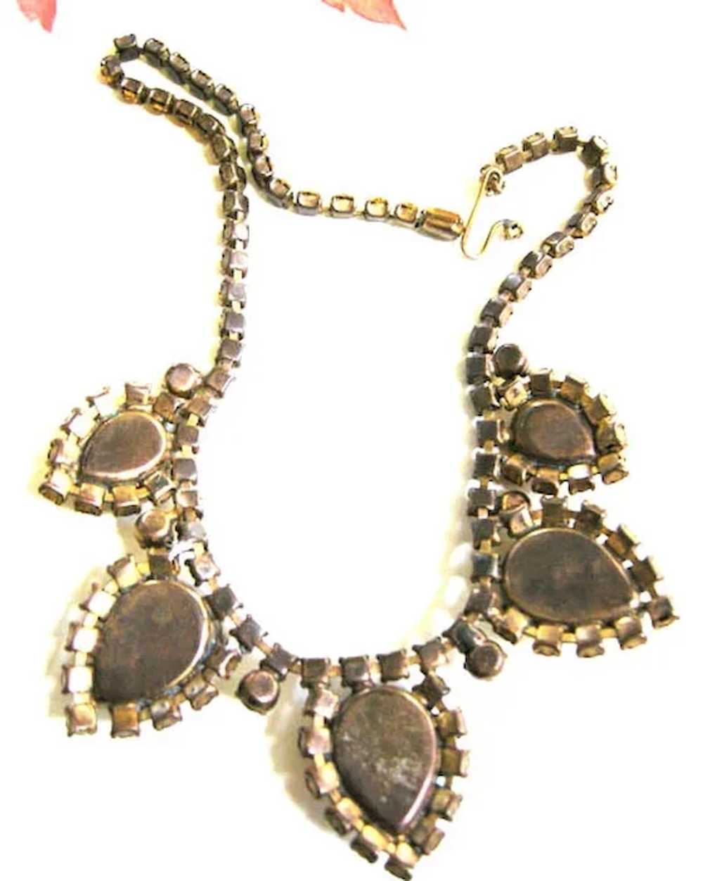 Vintage 40s Huge Topaz Detailed Layered Necklace - image 3