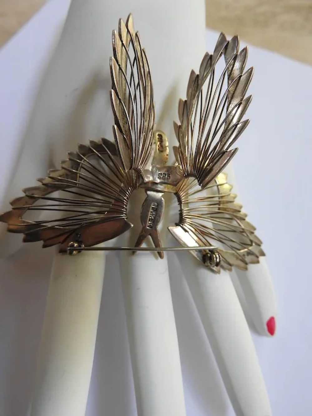 Spectacular Sterling Silver Mexico Butterfly Pin … - image 3