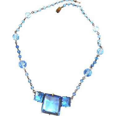 Early 1900s Czech Sapphire Blue Necklace - image 1