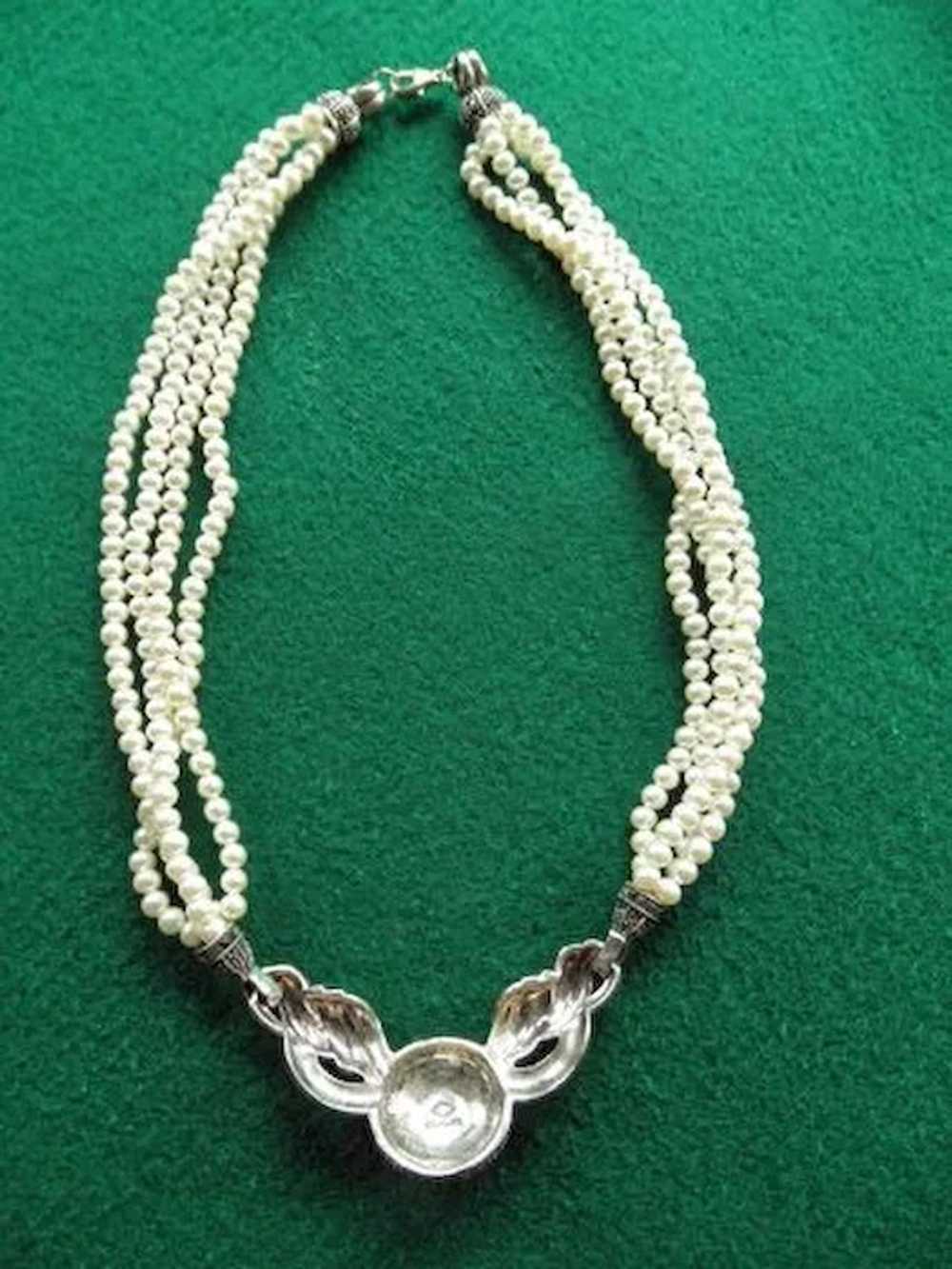 Fabulous Sterling  Faux Pearl and Marcasite Deco … - image 6