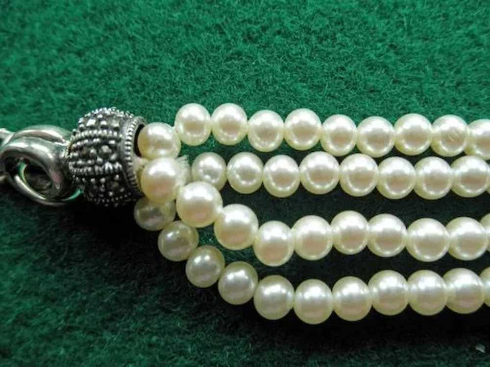Fabulous Sterling  Faux Pearl and Marcasite Deco … - image 9