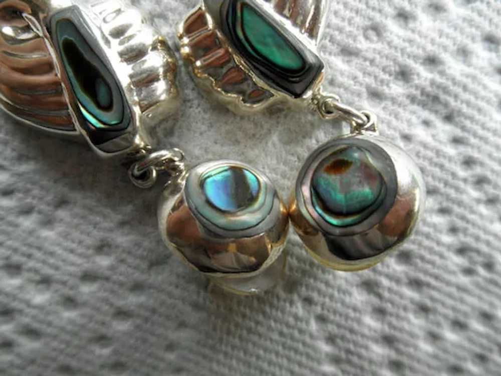 Mexico Sterling & Abalone Pierced Hanging Earrings - image 4