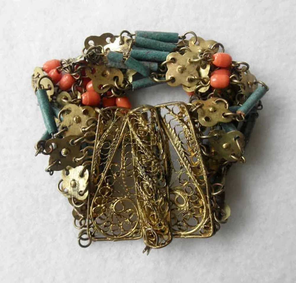 Art Deco Egyptian Revival Bracelet & Earrings - image 4