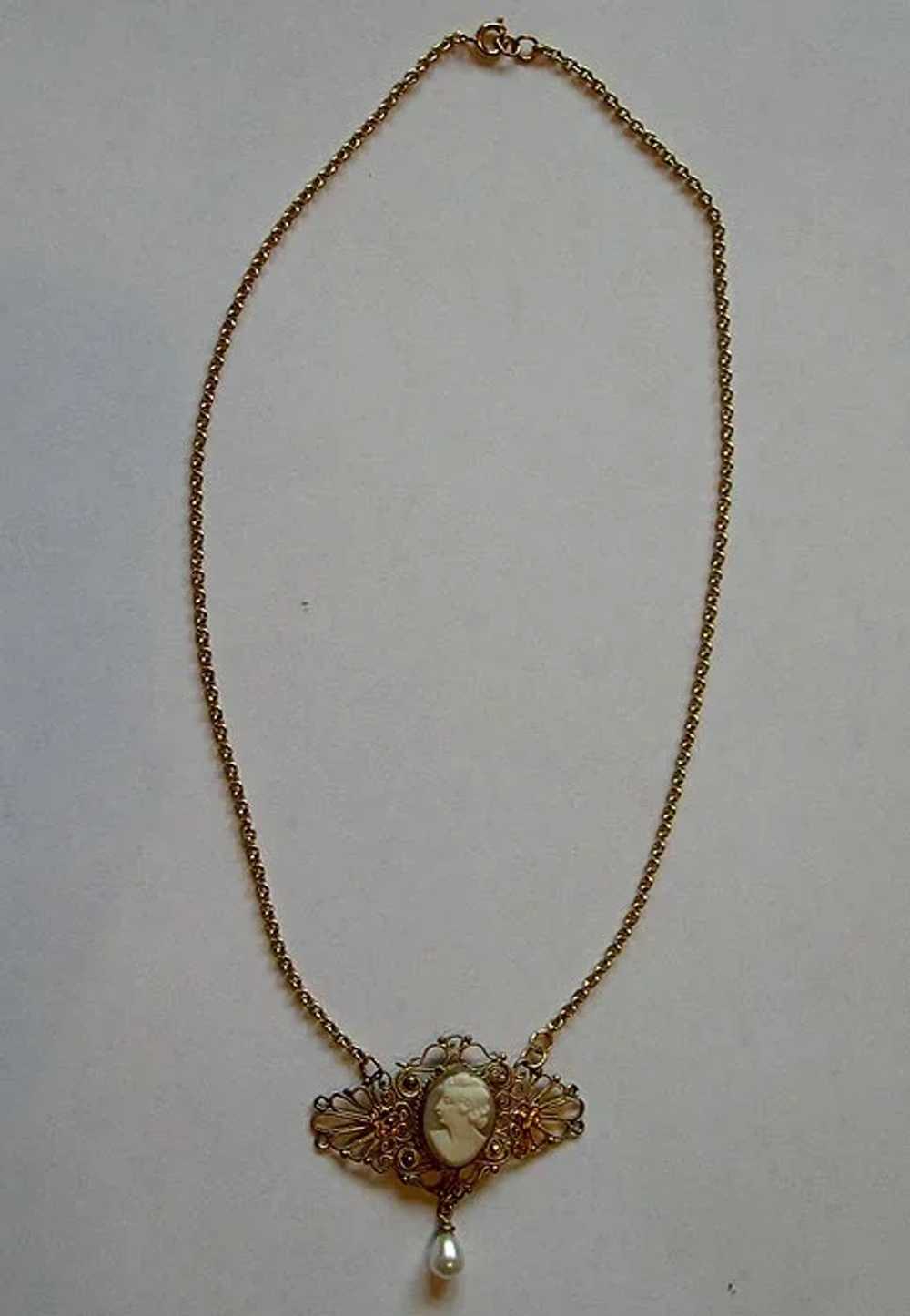 Great Art Nouveau Shell Cameo Necklace - image 2