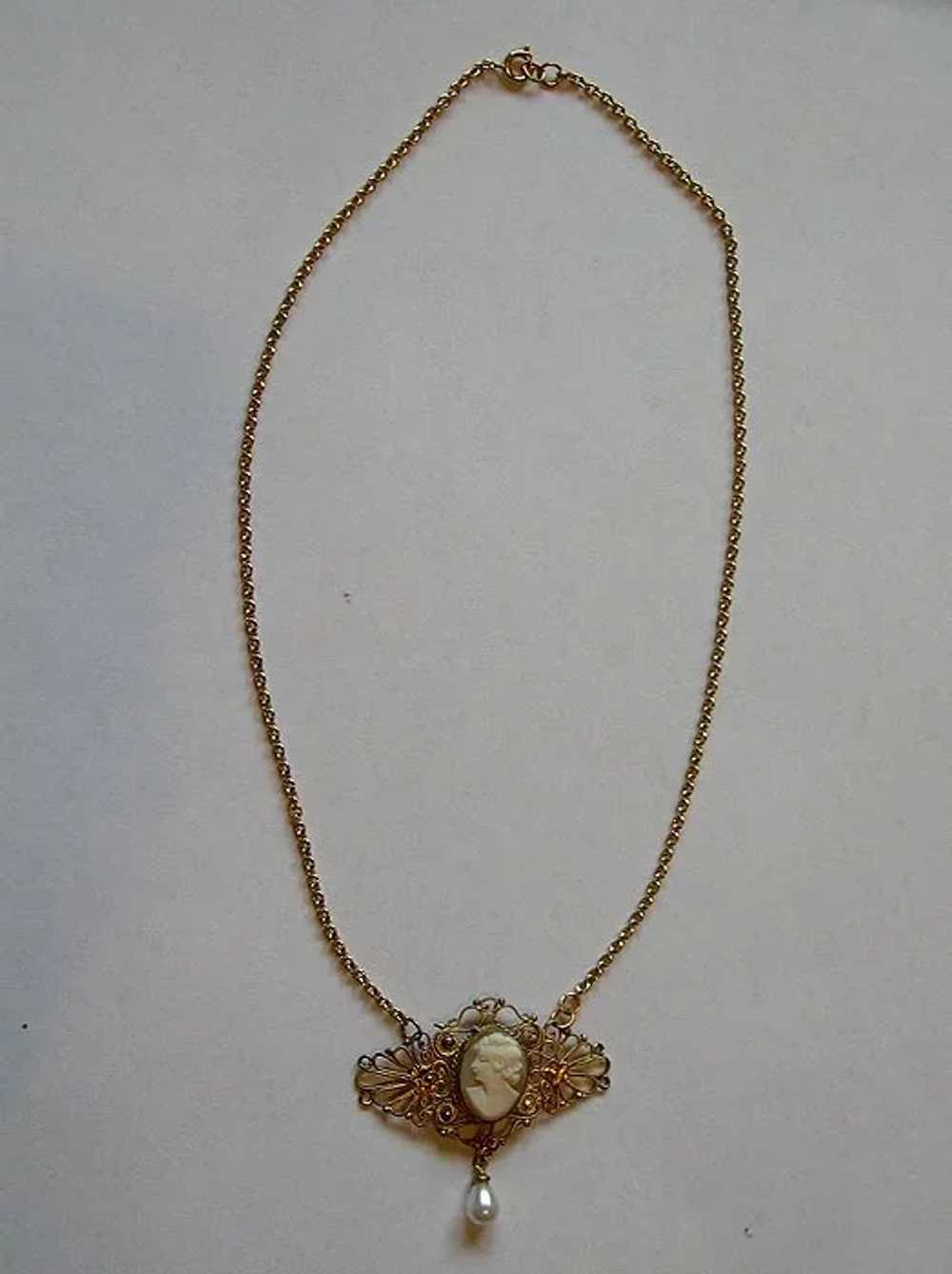 Great Art Nouveau Shell Cameo Necklace - image 3