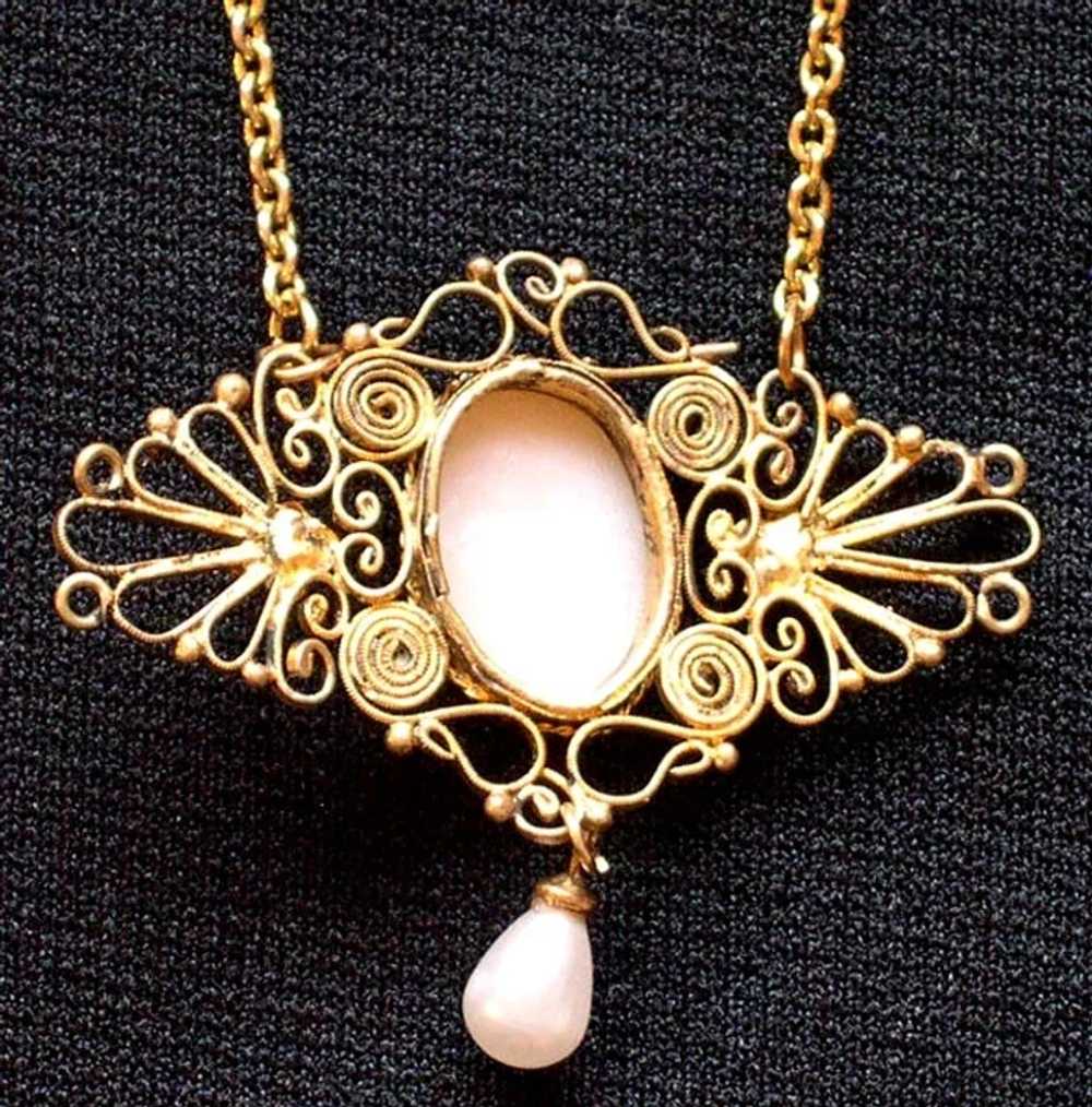 Great Art Nouveau Shell Cameo Necklace - image 4
