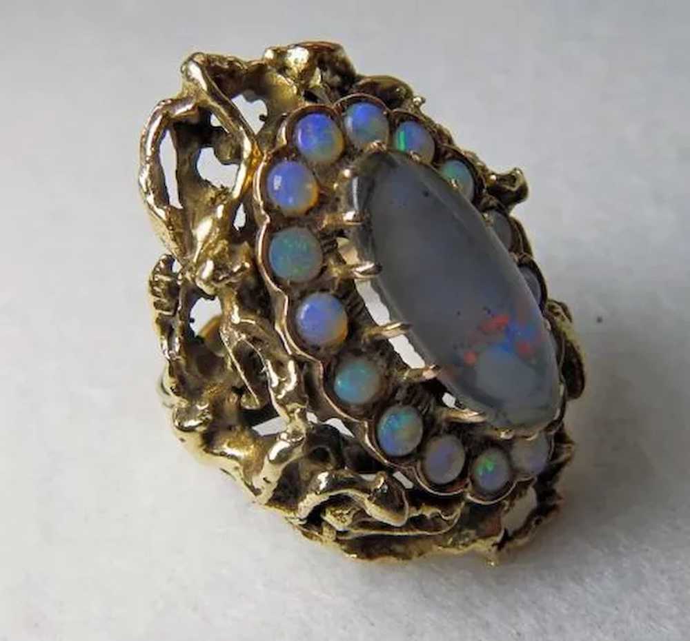 Vintage Black Opal 14K+ Ring - image 3