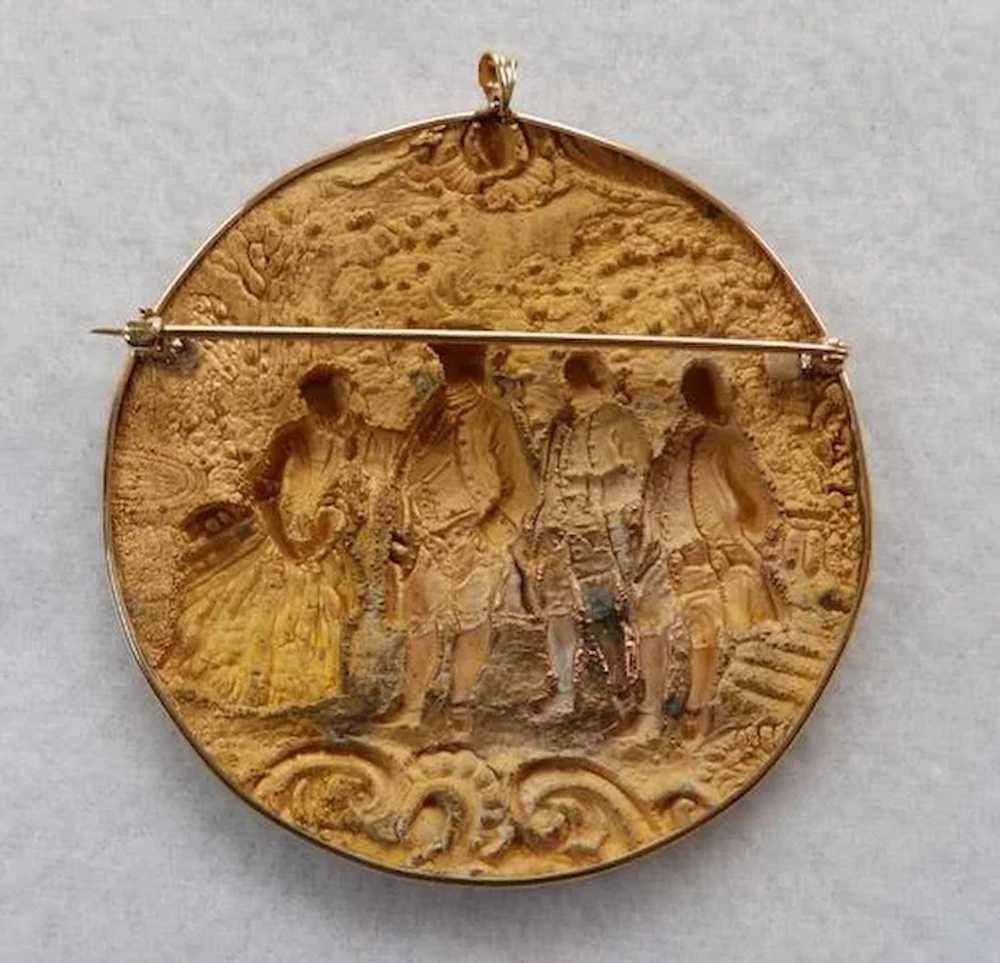 Unusual 18th-19th C Medallion With 14K Mounts Bro… - image 4