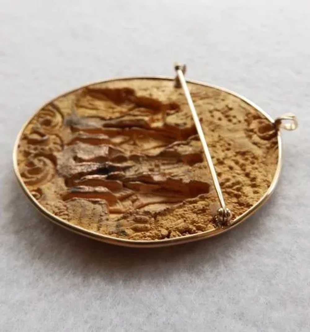 Unusual 18th-19th C Medallion With 14K Mounts Bro… - image 5