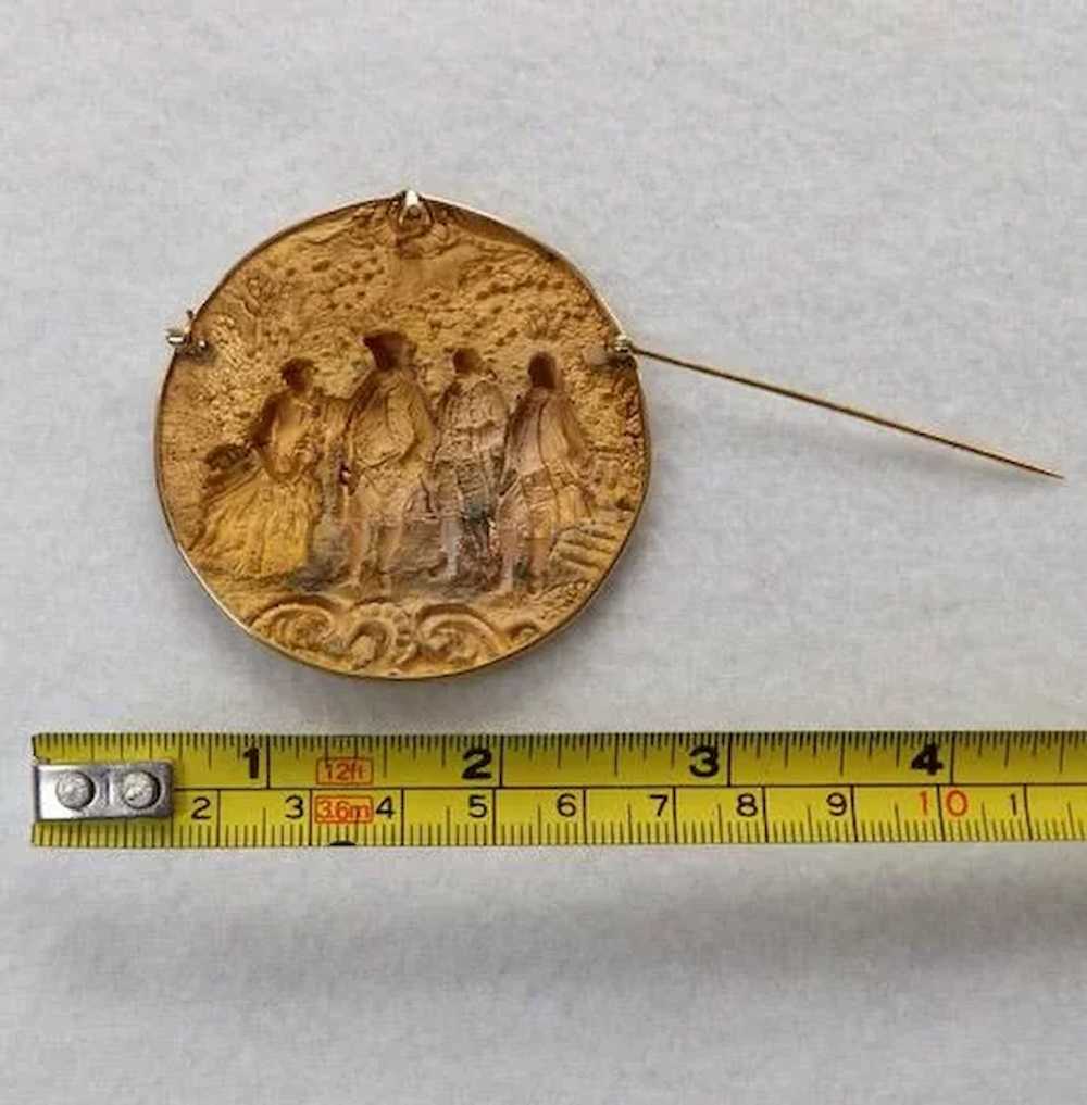 Unusual 18th-19th C Medallion With 14K Mounts Bro… - image 6
