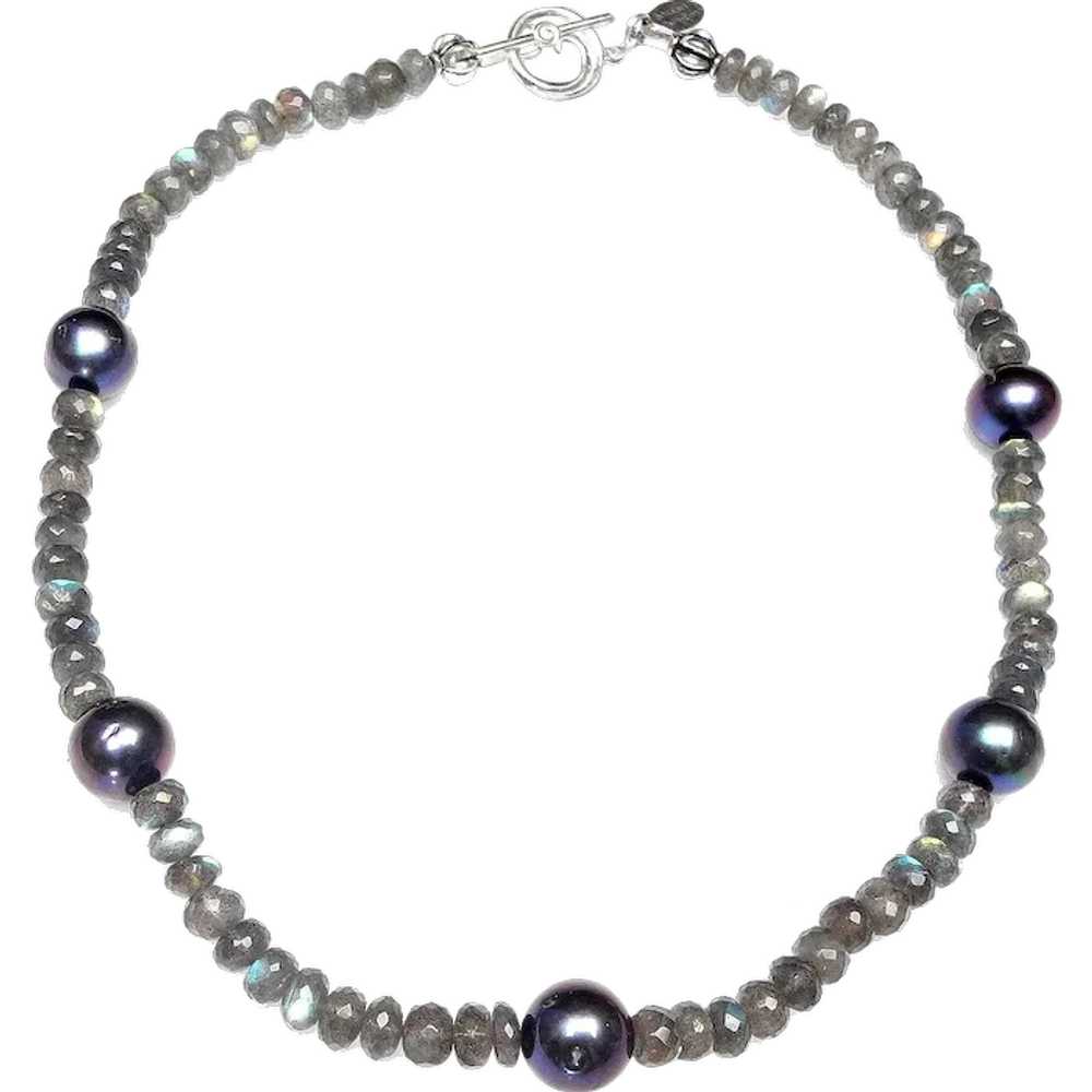 Natural Labradorite and Cultured Pearl Necklace - image 1