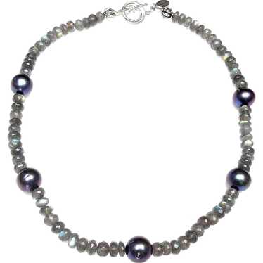 Natural Labradorite and Cultured Pearl Necklace - image 1