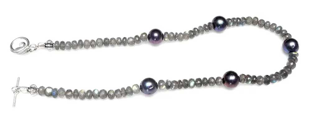 Natural Labradorite and Cultured Pearl Necklace - image 3