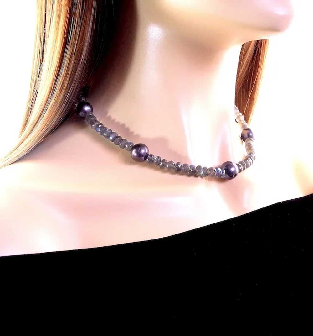 Natural Labradorite and Cultured Pearl Necklace - image 5