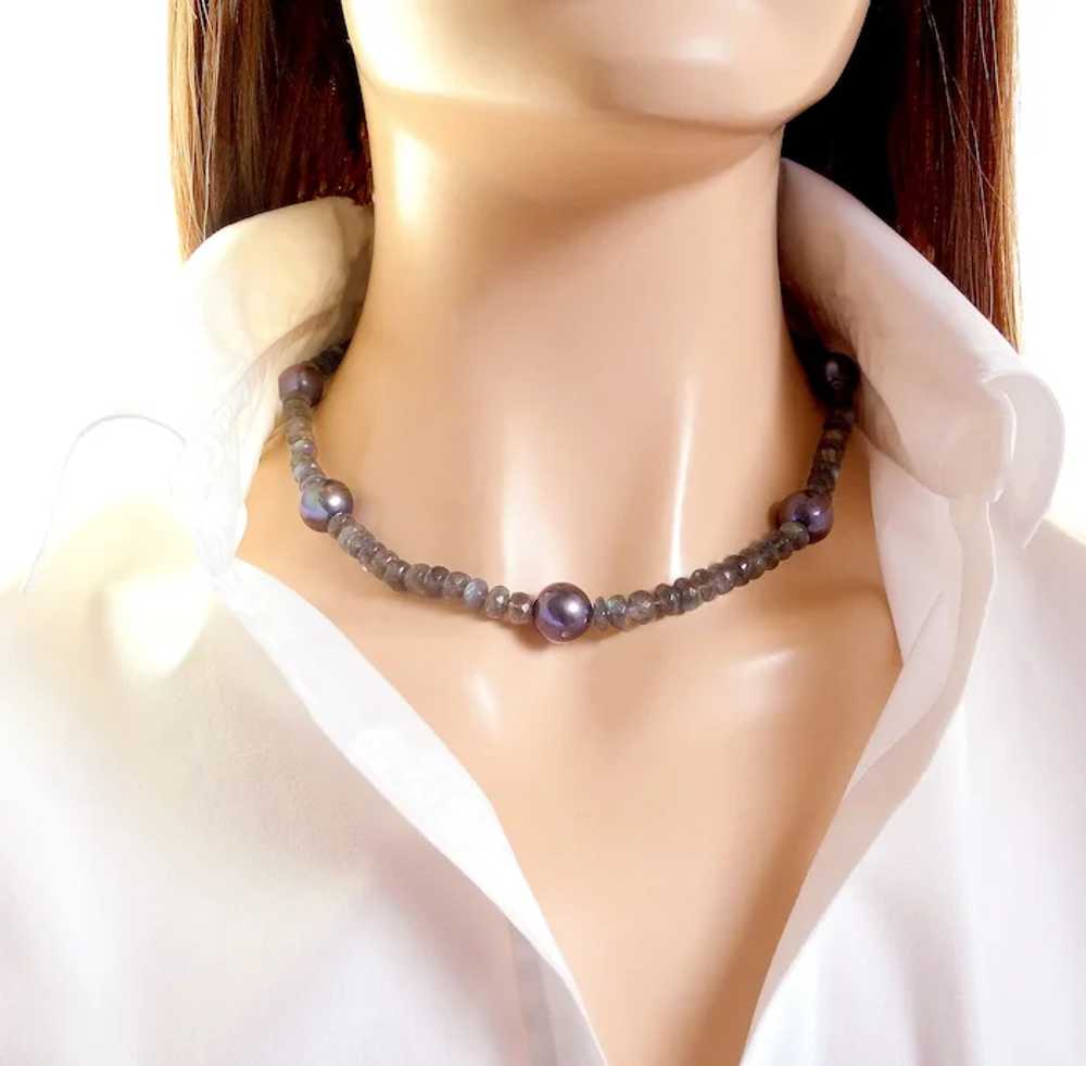 Natural Labradorite and Cultured Pearl Necklace - image 6