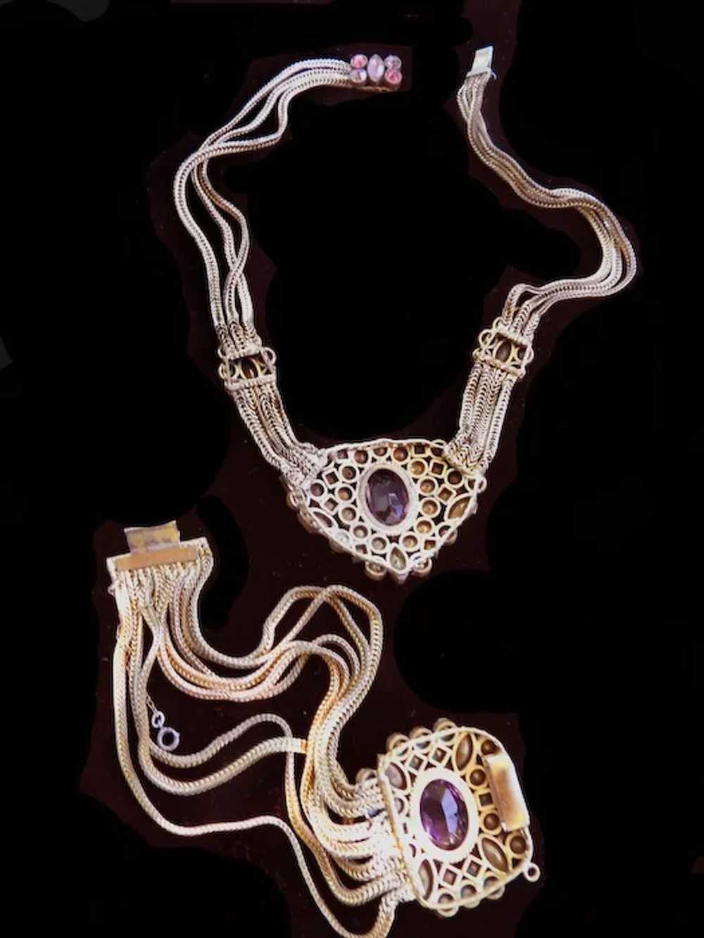 Exquisite Designer Amethyst and Rose necklace and… - image 3