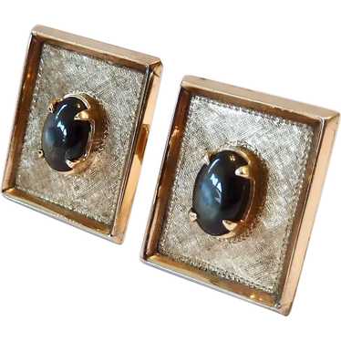 10K Gold & Black Star Sapphire Cuff Links - image 1