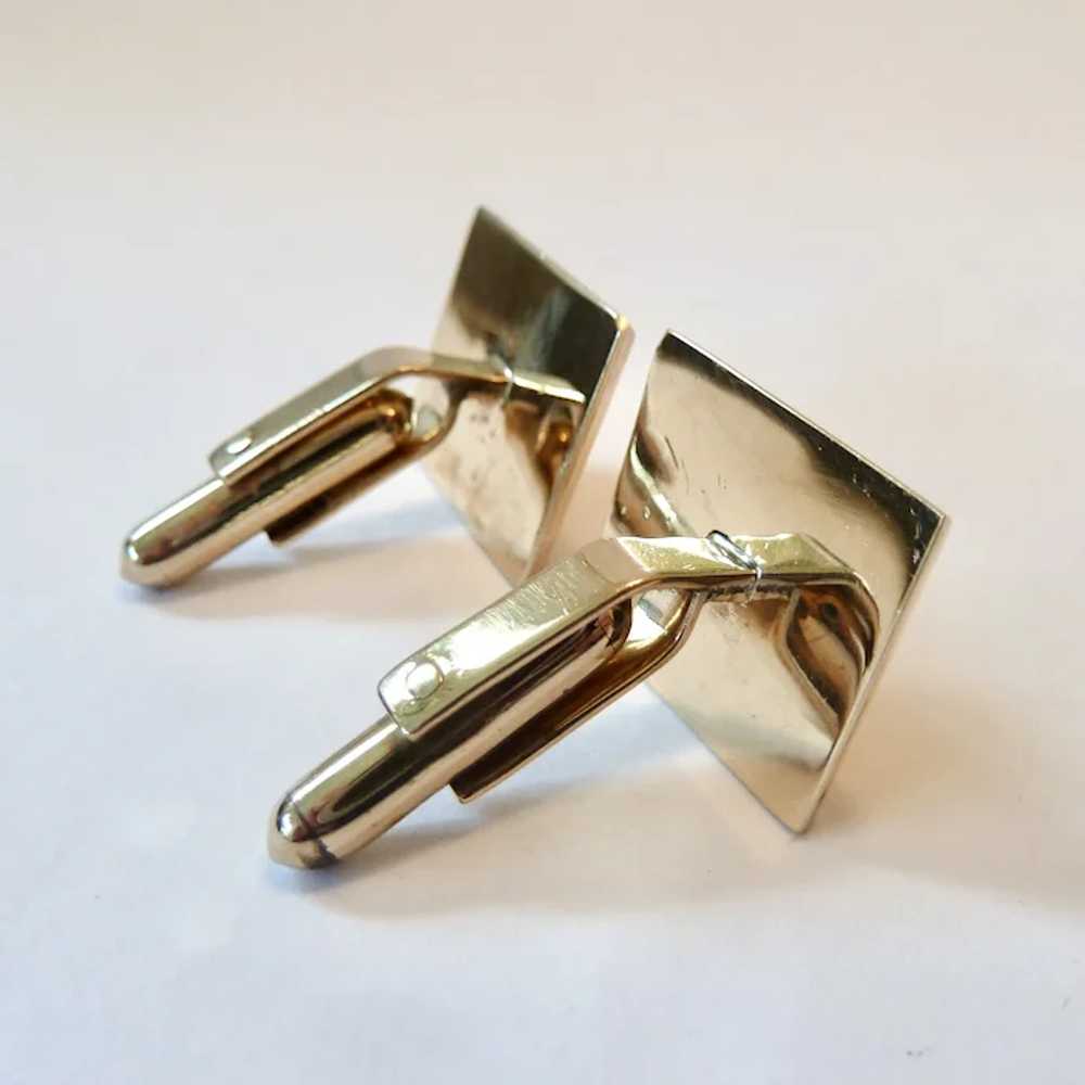 10K Gold & Black Star Sapphire Cuff Links - image 8