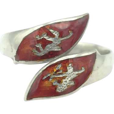 Red Enamel Siam Sterling Ring