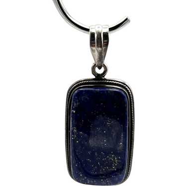 Lapis Lazuli Cabochon Pendant - Sterling Silver
