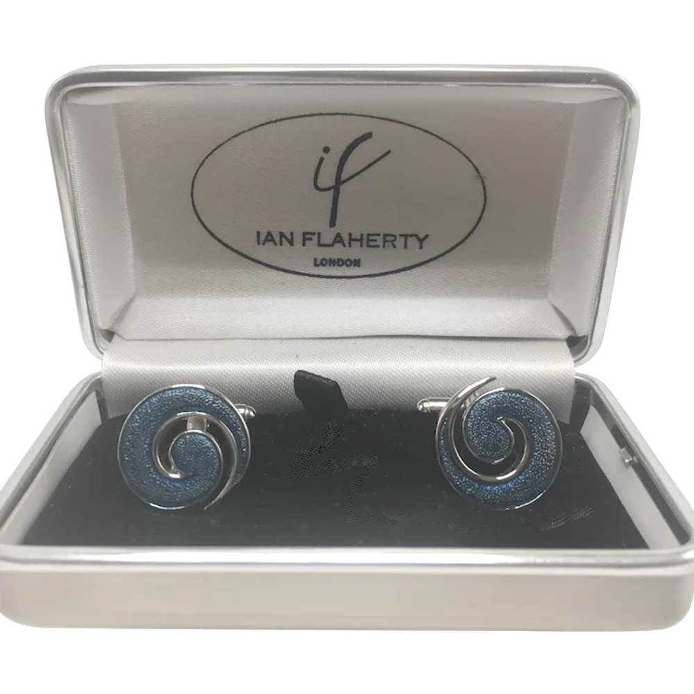 Ian Flaherty of London Turquoise Swirl Cufflinks … - image 1