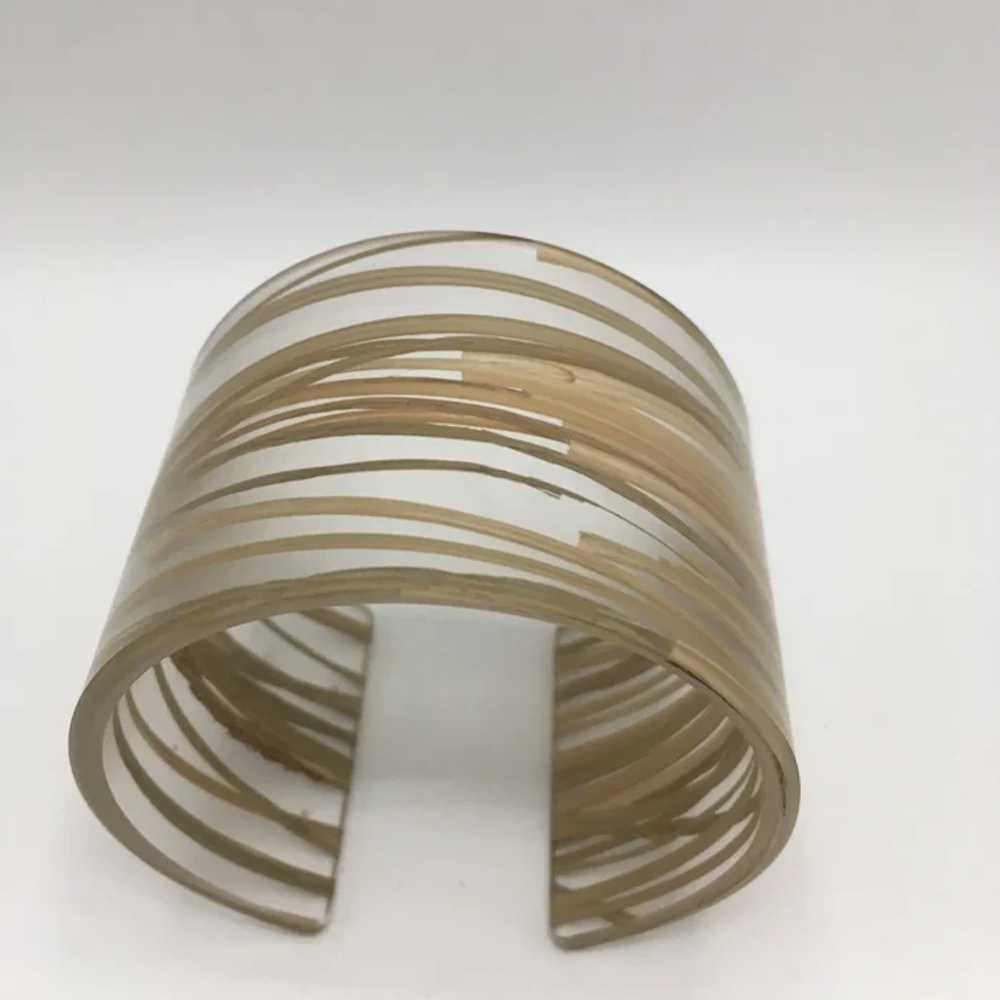 Architectural Resin Cuff Bracelet with Natural Gr… - image 3