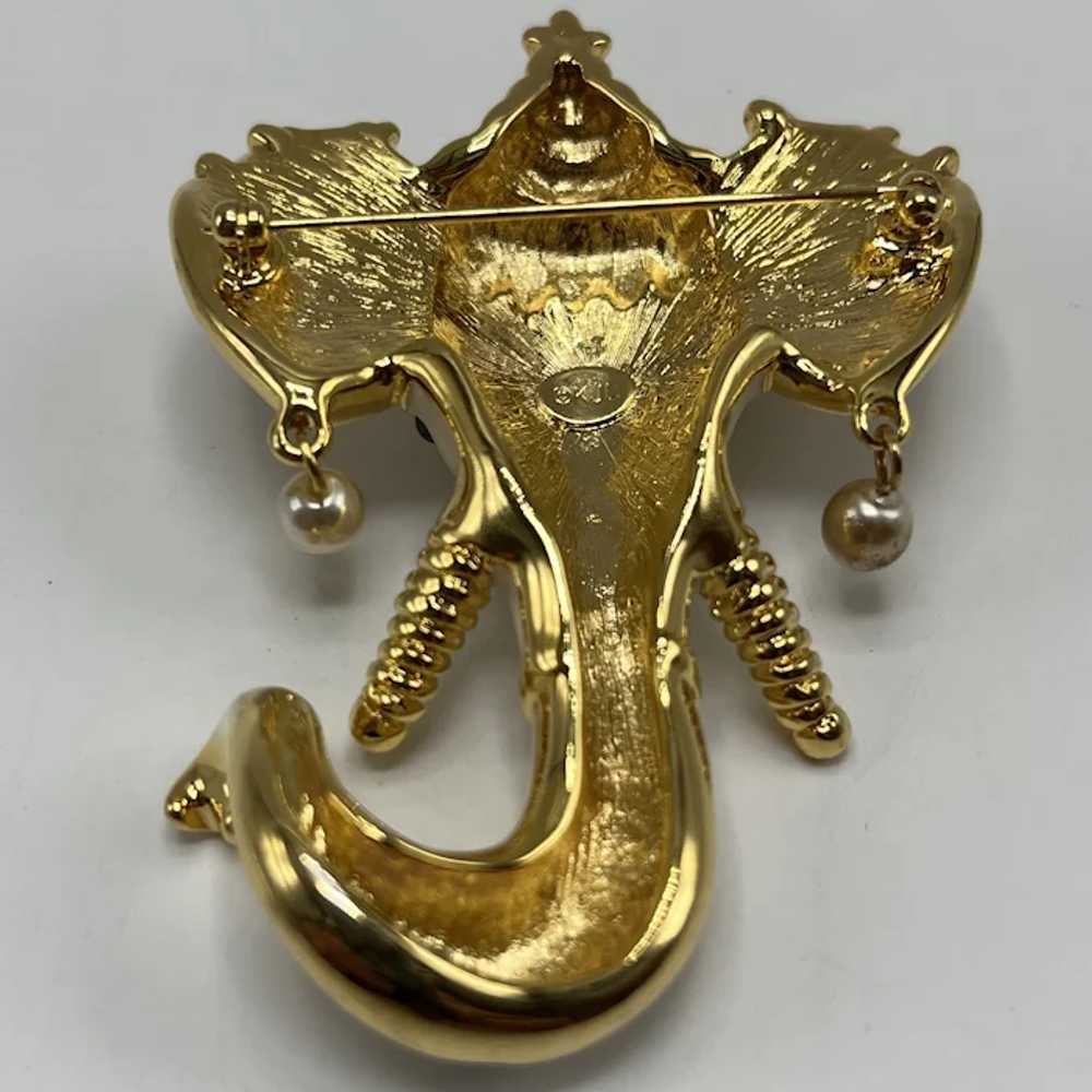 KJL 1990s Royal Maharajah Elephant Brooch Rhinest… - image 2