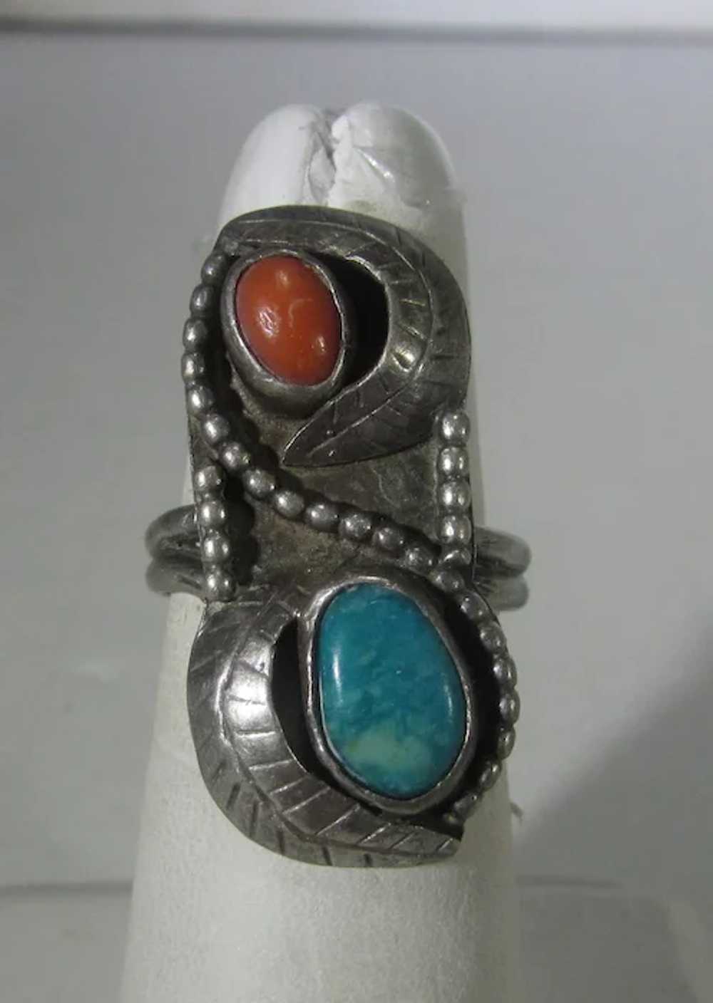 Native American Sterling Silver Ring With Red Cor… - image 10