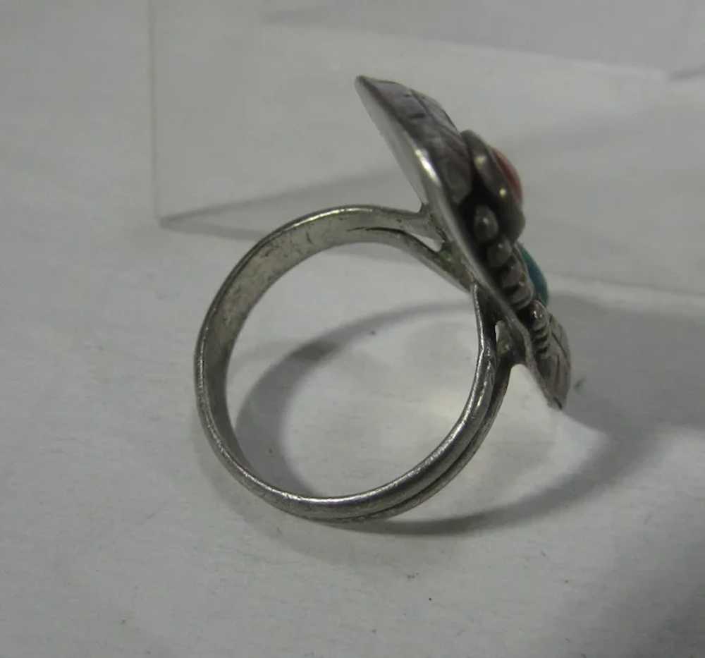 Native American Sterling Silver Ring With Red Cor… - image 11