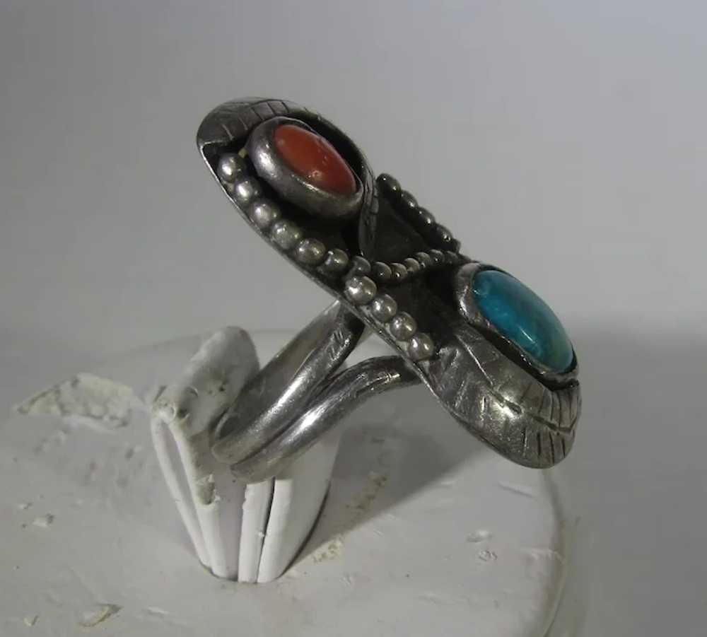 Native American Sterling Silver Ring With Red Cor… - image 8