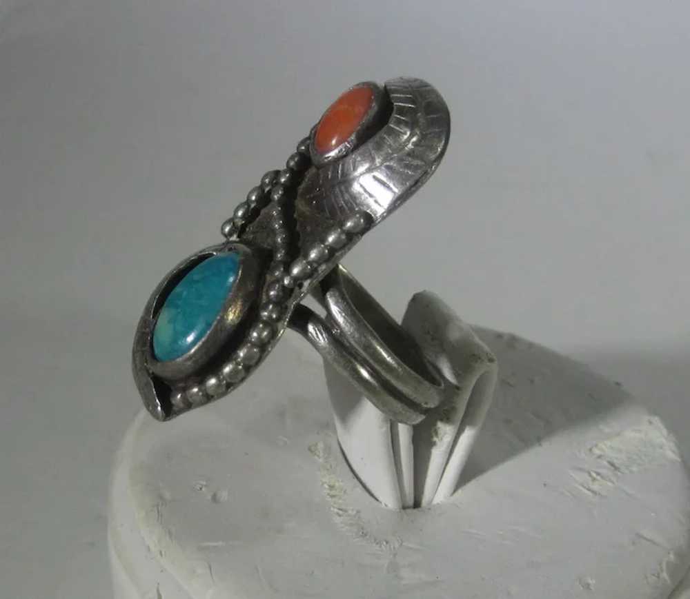 Native American Sterling Silver Ring With Red Cor… - image 9