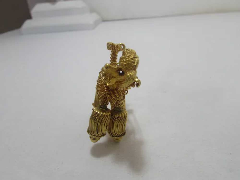 Gold Tone Coiled Wire Poodle Pin with Ruby Crysta… - image 10