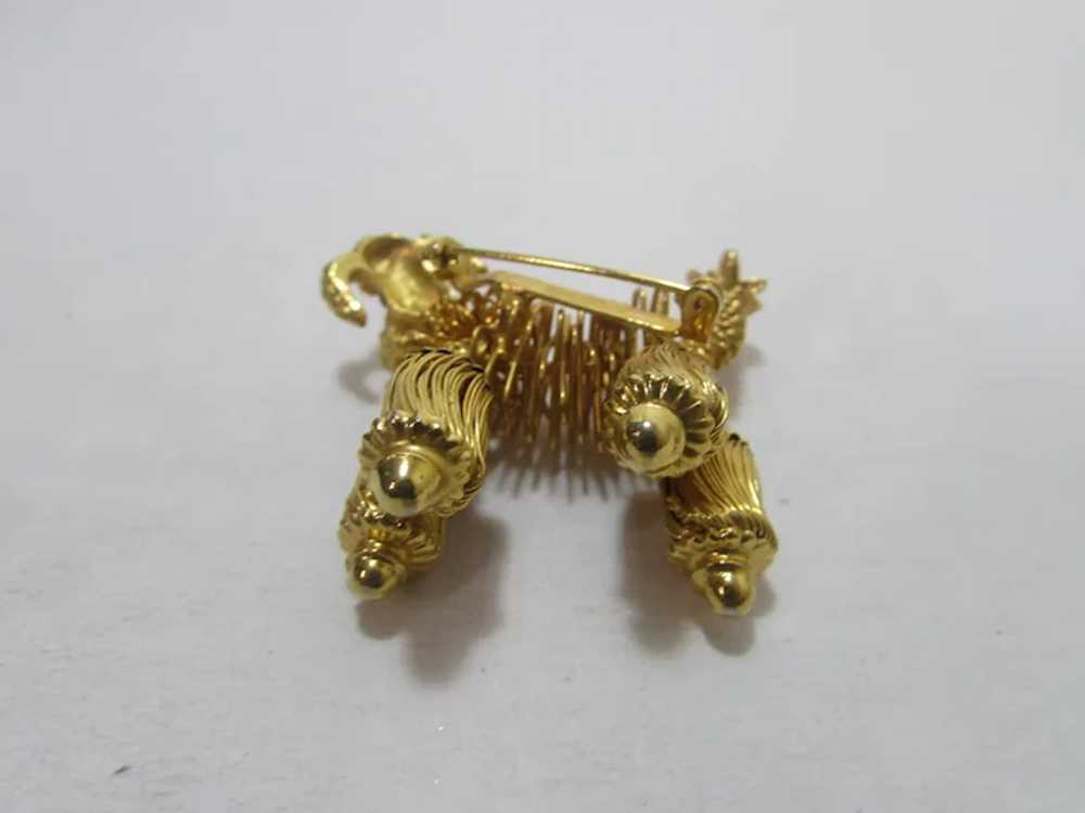 Gold Tone Coiled Wire Poodle Pin with Ruby Crysta… - image 5