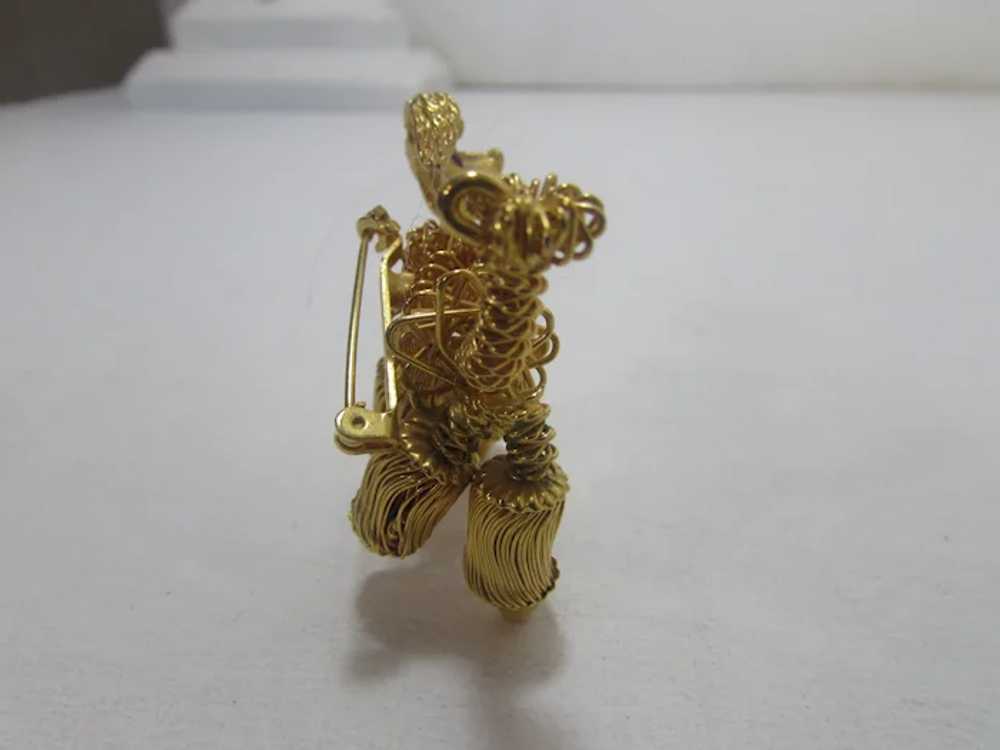 Gold Tone Coiled Wire Poodle Pin with Ruby Crysta… - image 7