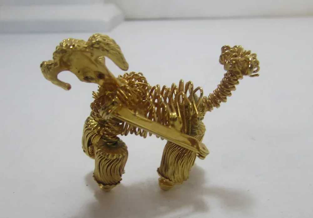 Gold Tone Coiled Wire Poodle Pin with Ruby Crysta… - image 8