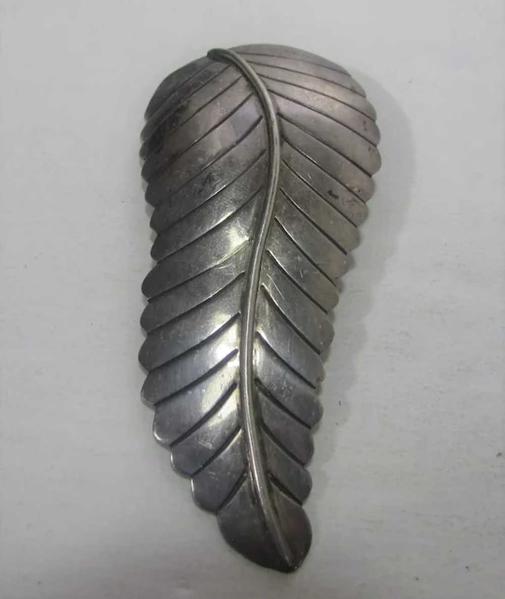 Native American Sterling Silver Leaf Pin or Penda… - image 3