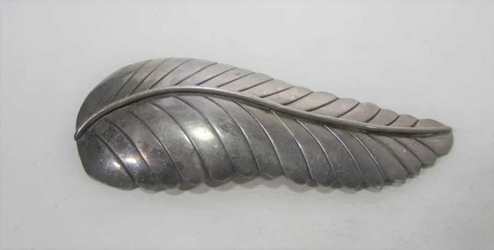 Native American Sterling Silver Leaf Pin or Penda… - image 4