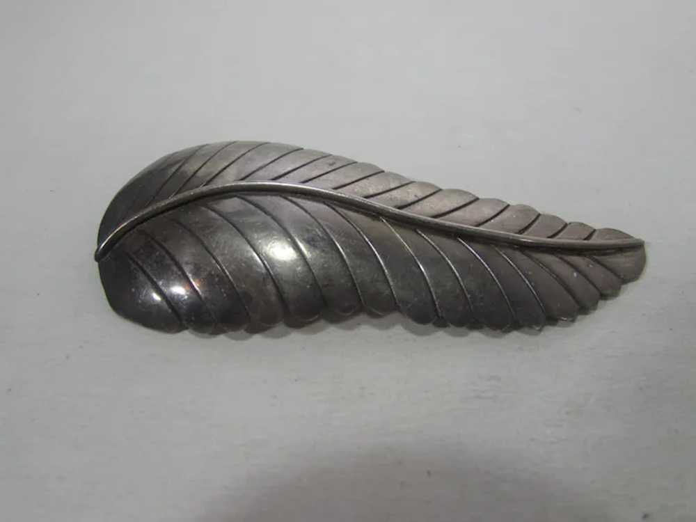 Native American Sterling Silver Leaf Pin or Penda… - image 5