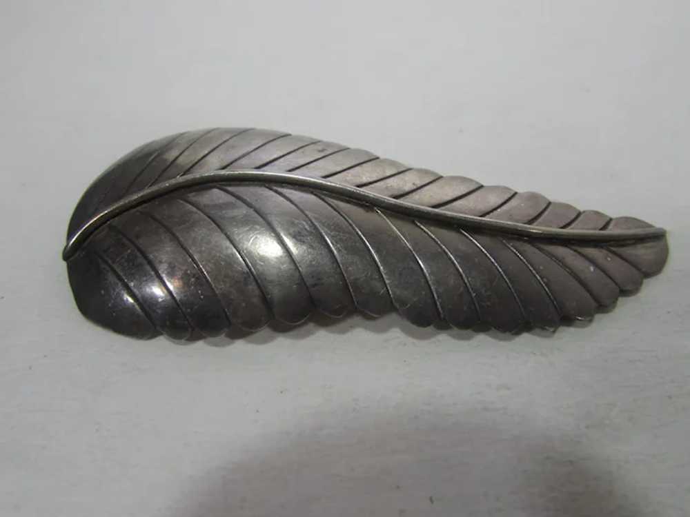 Native American Sterling Silver Leaf Pin or Penda… - image 6