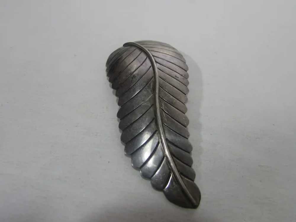 Native American Sterling Silver Leaf Pin or Penda… - image 8