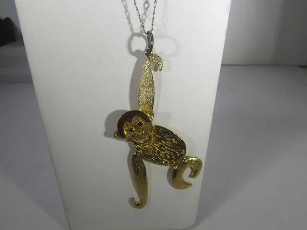 Gold Tone Jointed Monkey Pendant on a Chain - image 10