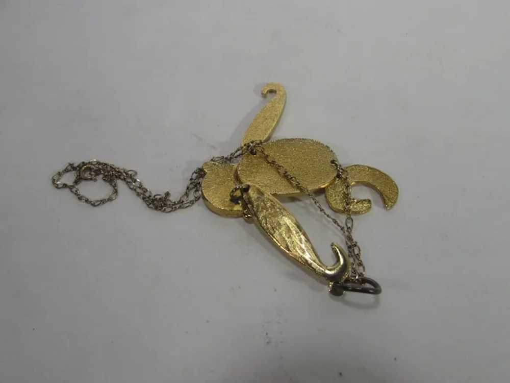 Gold Tone Jointed Monkey Pendant on a Chain - image 11