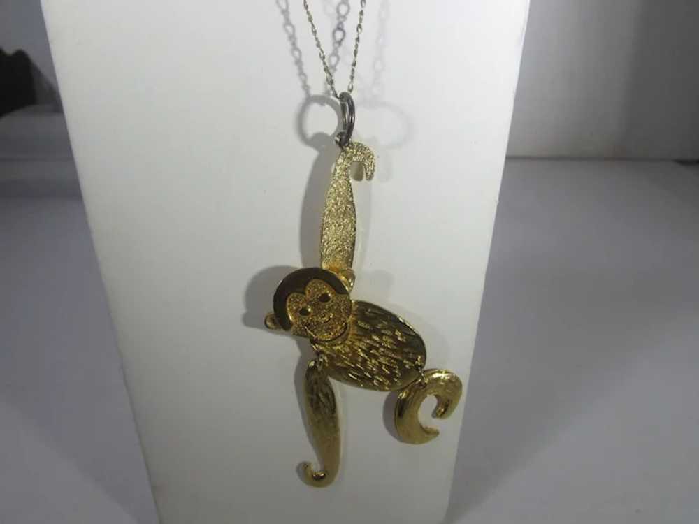Gold Tone Jointed Monkey Pendant on a Chain - image 12