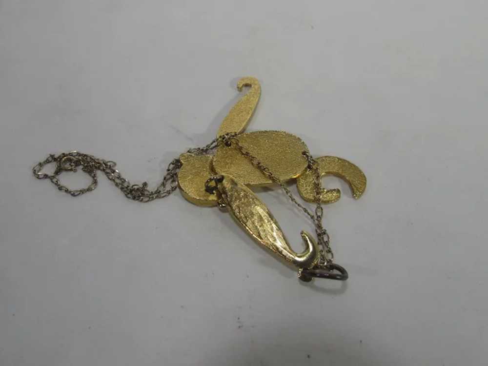 Gold Tone Jointed Monkey Pendant on a Chain - image 9