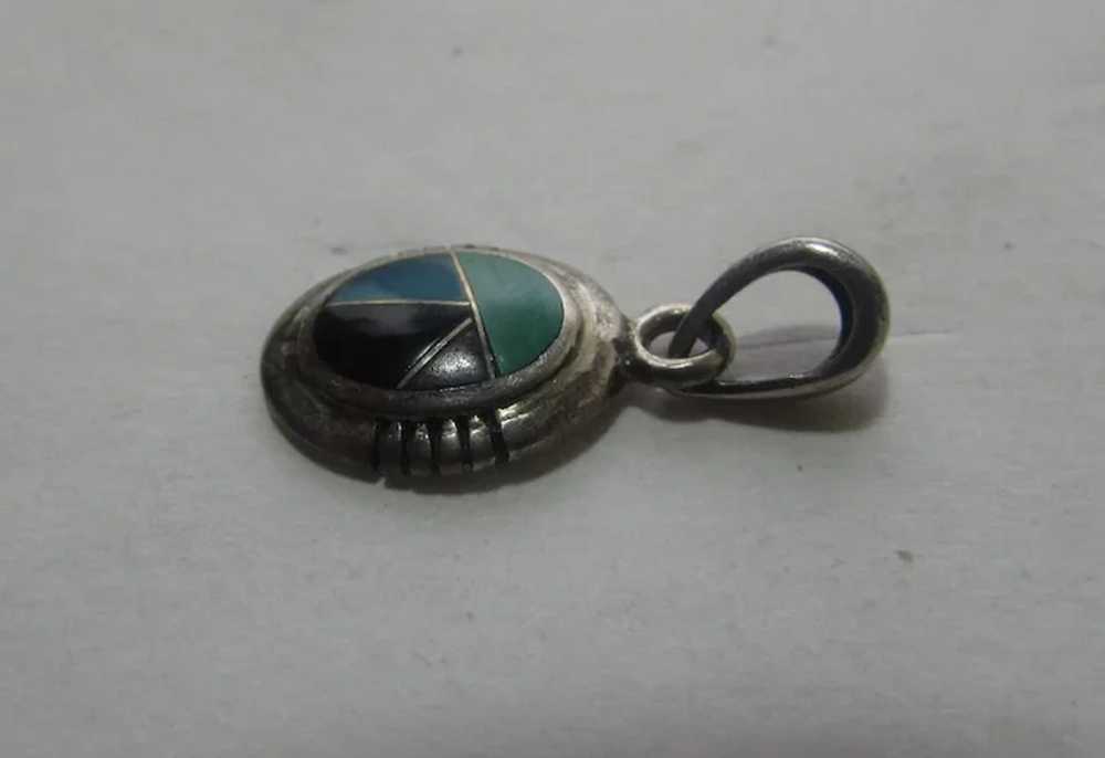 Sterling Silver Petite Pendant With Inlaid Stones… - image 8